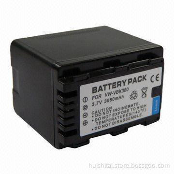 Rechargeable Lithium-ion Battery for Panasonic VW-VBK360, with 3.7V Voltage and 3,580mAh Capacity